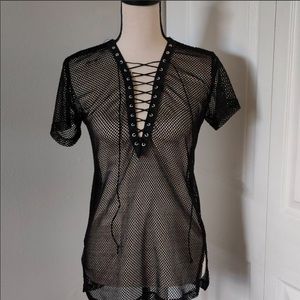 Fashion Nova Black Mesh Cover up